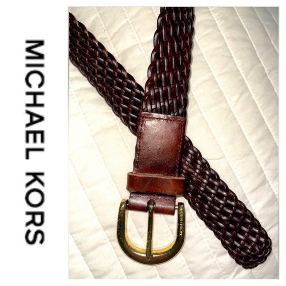 Michael Kors Accessories - Michael Kors Braided Brown Leather Belt